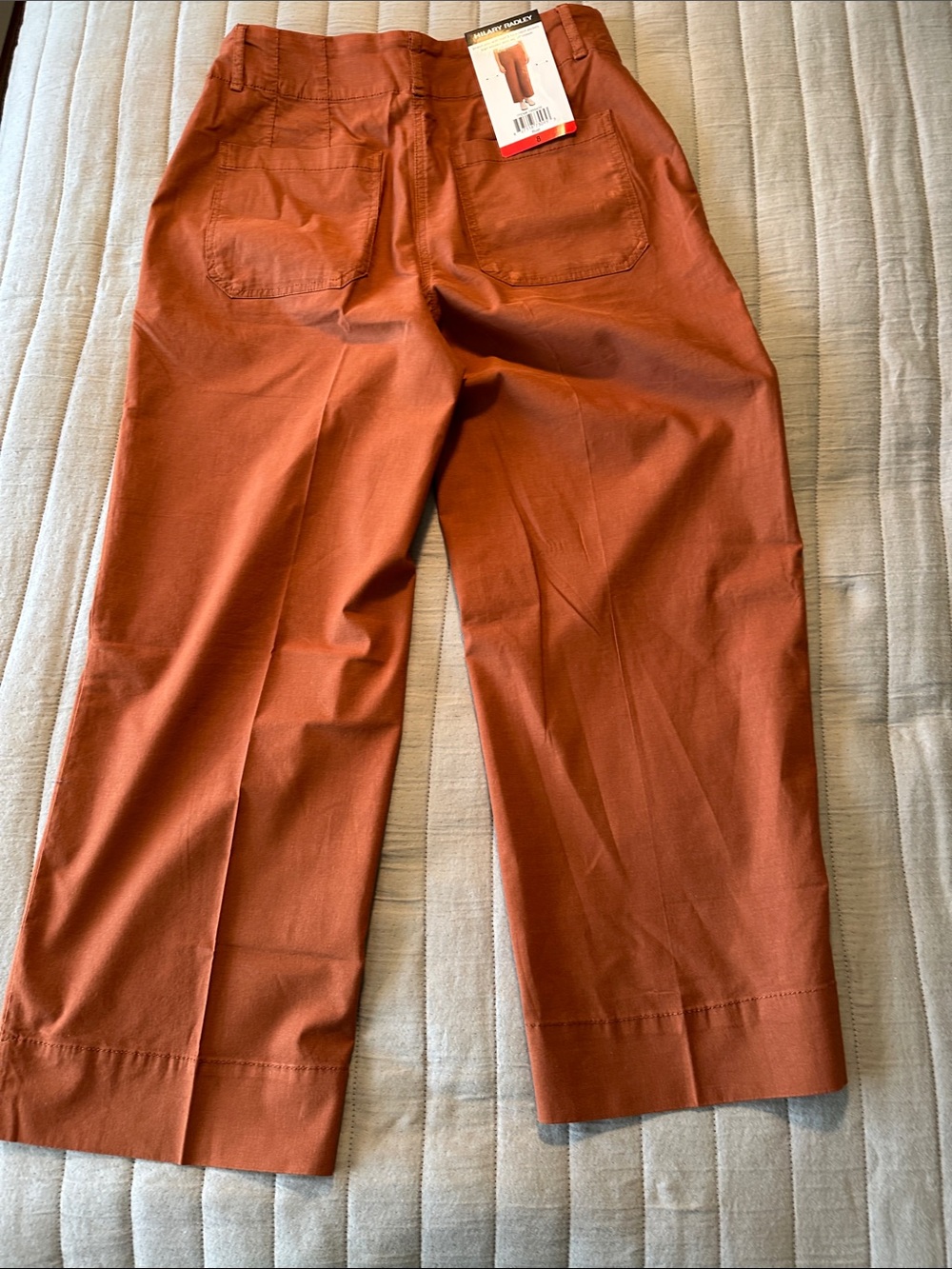 NEW Hilary Radley Rust Brown High-Rise Wide Leg Crop Pants - Picture 8 of 8